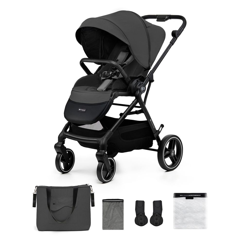 Kinderkraft YOXI - Kinderwagen bis 27 kg - leicht - wendig - pannensichere Räder - TRAVEL SYSTEM - verstellbare Rückenlehne - Grau