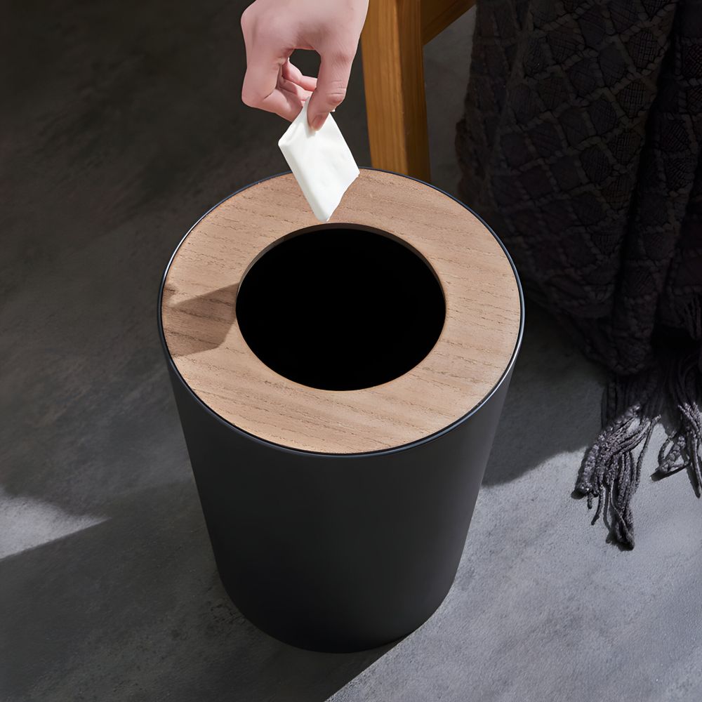 Badezimmer Set 6-tlg  Bambus Bad Zubehörset Toilettenset Lotionspender Mülleimer Zahnbürstenhalter Zahnputzbecher Toilettenbürste Seifenschale Retoo