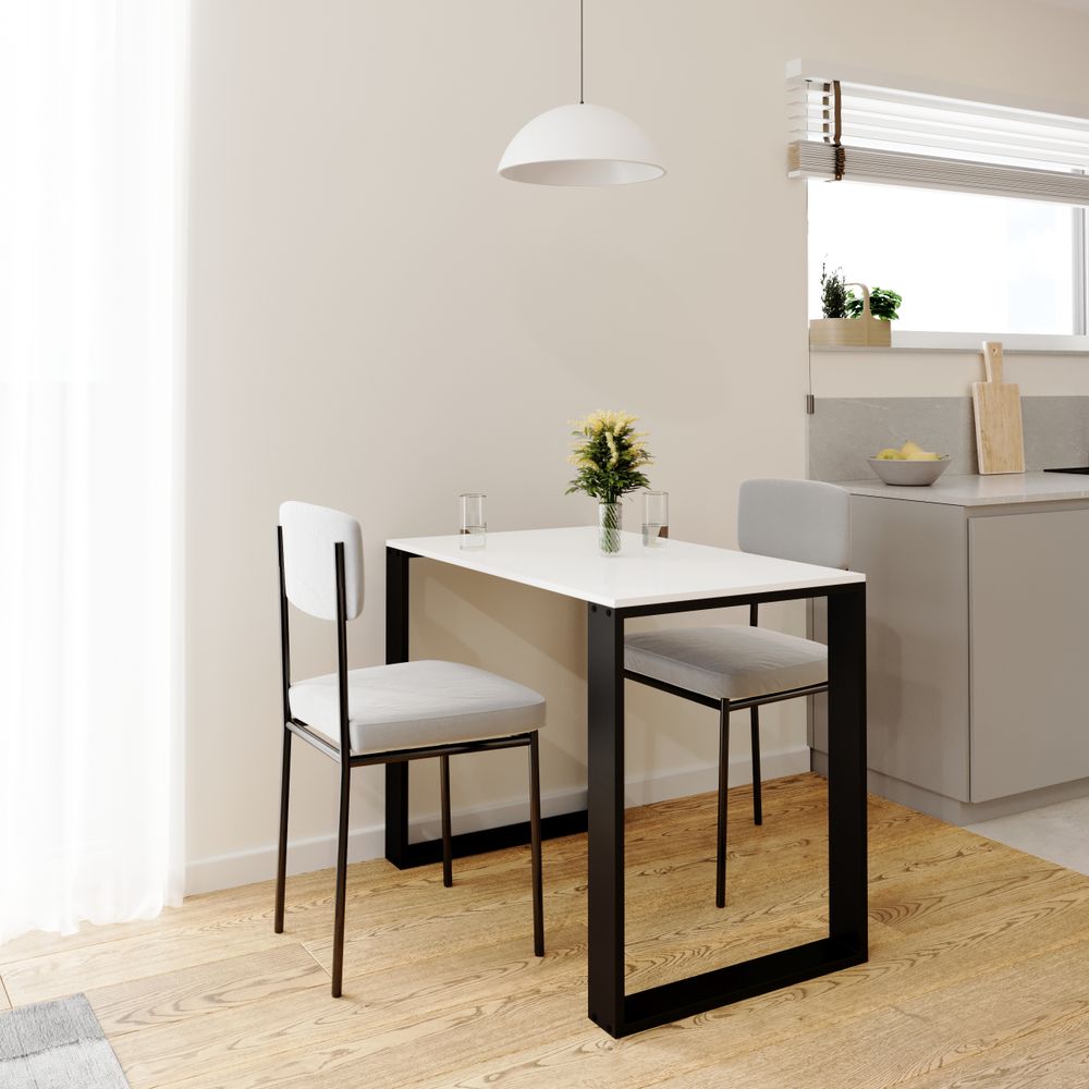 AKKE Weiss LOFT Tisch mit schwarze beine LxBxH: 80x60x75 cm