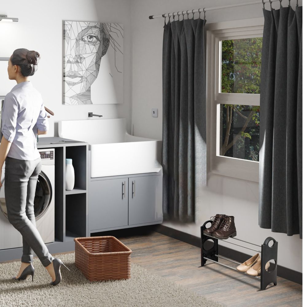 Schuhregal mit 2 Ablagen Schuhablage Schuhschrank Stahlrohre Schuh Organizer mit Regalebenen Langlebig und Stabil für Wohnzimmer Flur 66x33x20cm Retoo
