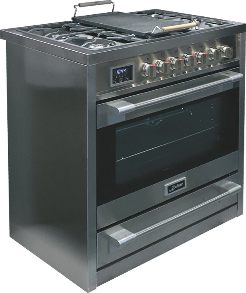 Kaiser HGE 93505 Gas Elektro Standherd 90cm/ Range Cooker/ 115L / Herd mit Gas Kochfeld/ 4,5 Kw WOK/Elektro Backofen /8 Funktionen/Selbstreinigung/Drehspieß/Erdgas/Flüssiggas/NEUHEIT 2019