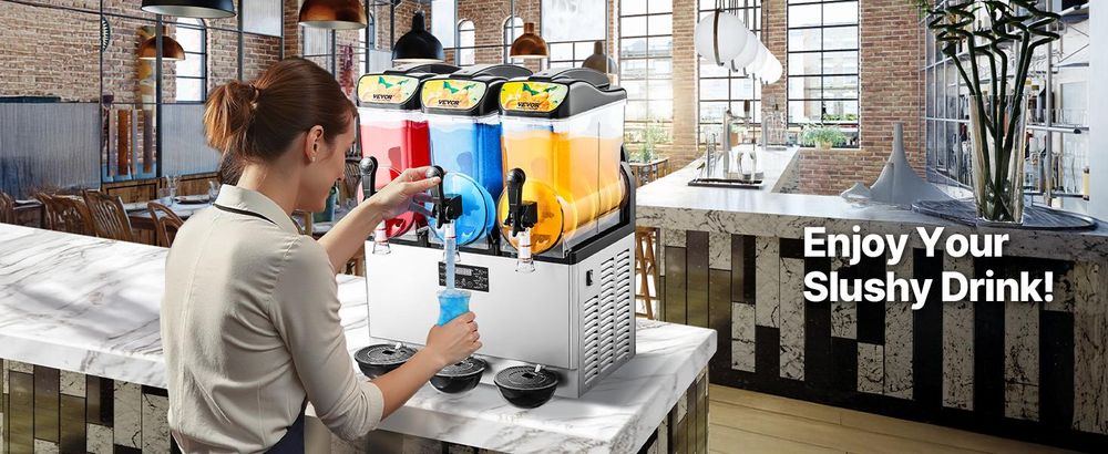 VEVOR kommerzieller Smoothie-Maker, 15 l x 3 Smoothie-Maker, 180 Tassen Margarita-Smoothie-Maker aus Edelstahl für Partys zu Hause, Restaurants, Cafés, Bars usw.