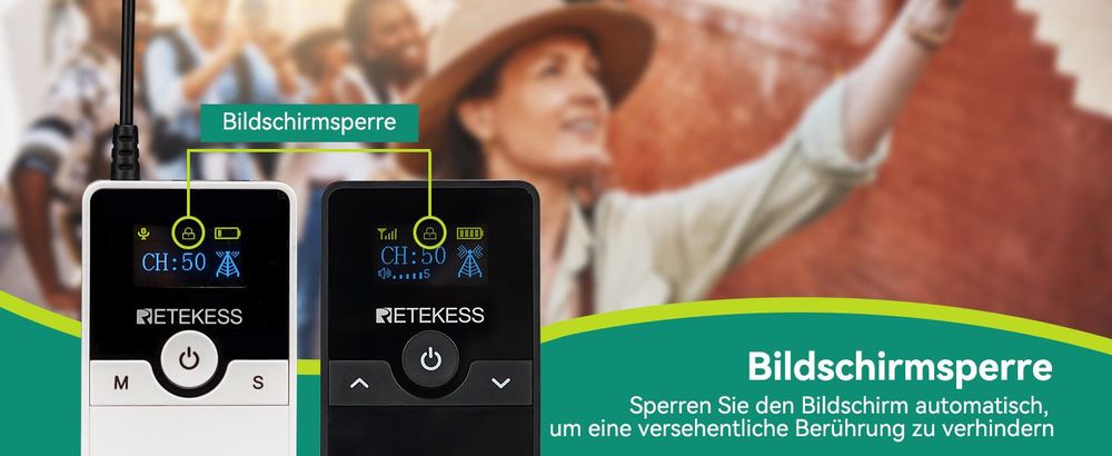 Retekess TT116 Tour Guide System, Tragbares Drahtloses Audiosystem, 200 m, Geräuschreduzierung, Rauschunterdrückung, für Tourismus, Fabrik, Schule