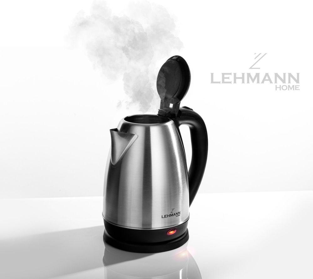 LEHMANN Bollitore elettrico 1,8L, Acciaio Inox, senza BPA, Base di rotazione a 360°, 2200 W