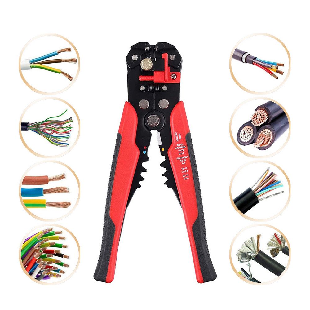 Automatische Abisolierzange mit Kabelmesser Universal Entmanteler 0,2-6mm² für Elektro Haus Installation z.B. für Nymkabel und Schalterdosen Retoo