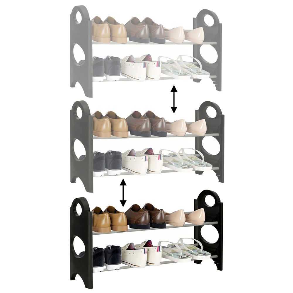 Schuhregal 4 Ebenen Schuhablage Schuhschrank Schuhständer 63x18x64cm Edelstahl Regal Schuhe bis 12 Paar Erweiterbar Schrank Schuh-Organizer Retoo