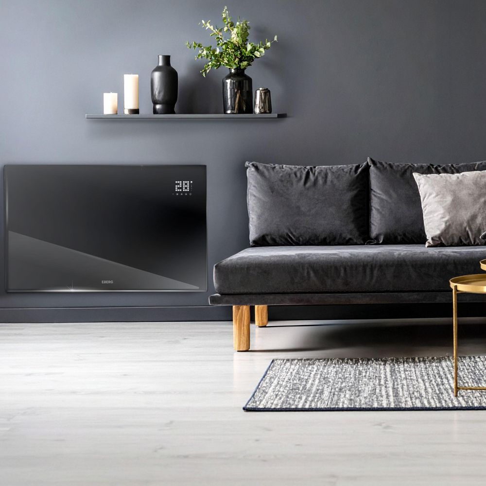 EBERG EVI PRO Grzejnik konwektorowy 2400 W Wi-Fi Szklany Panel Pilot Czarny