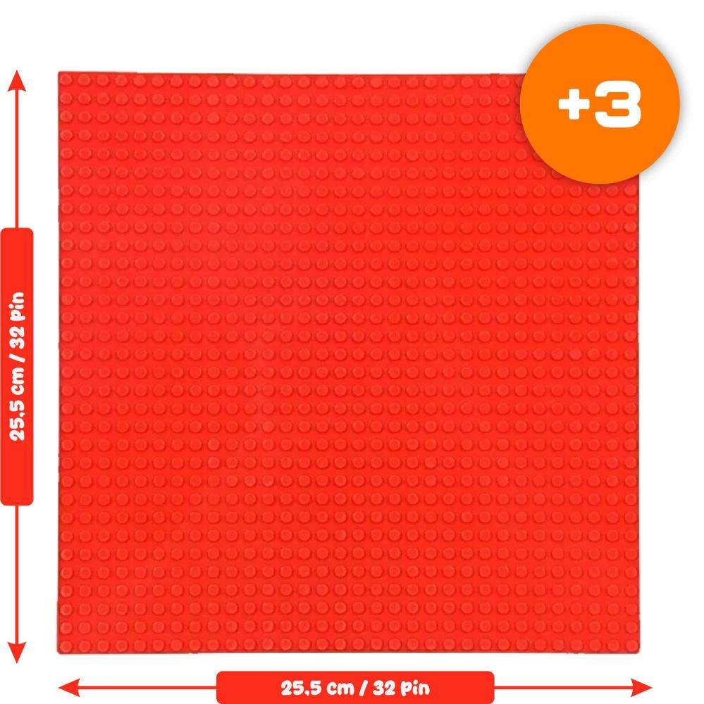 Bauplatte 32x32 Noppen, Grundplatte kompatibel mit gängigen Bausteinen, 25,5 x 25,5 cm, EVI KIDS, Rot