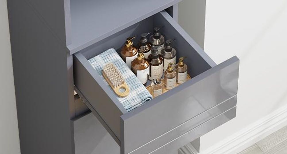 VASAGLE Badezimmerschrank, Badschrank, Badezimmermöbel mit einer Schublade/2 Schubladen, verstellbare Ablagen, offenes Fach