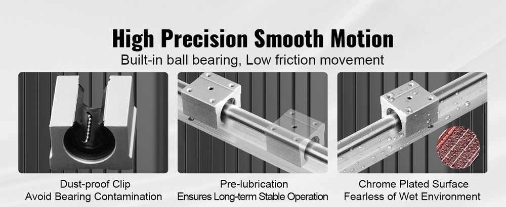 VEVOR Linearführung 2PCS 500mm SBR16 Linearführungsschiene 4PCS SBR16UU Lagerblock CNC-Kit Linearführungen und Lagerkit CNC-Schienen Linearführungssatz für CNC-Maschinen automatisierte Maschinen und Geräte, 2000 mm