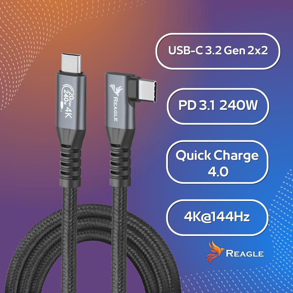 Usb C Angle 3M Ladenkabel Pd 240W Qc 4.0 Usb 3.2 Typ C 20Gbps 4K60Hz