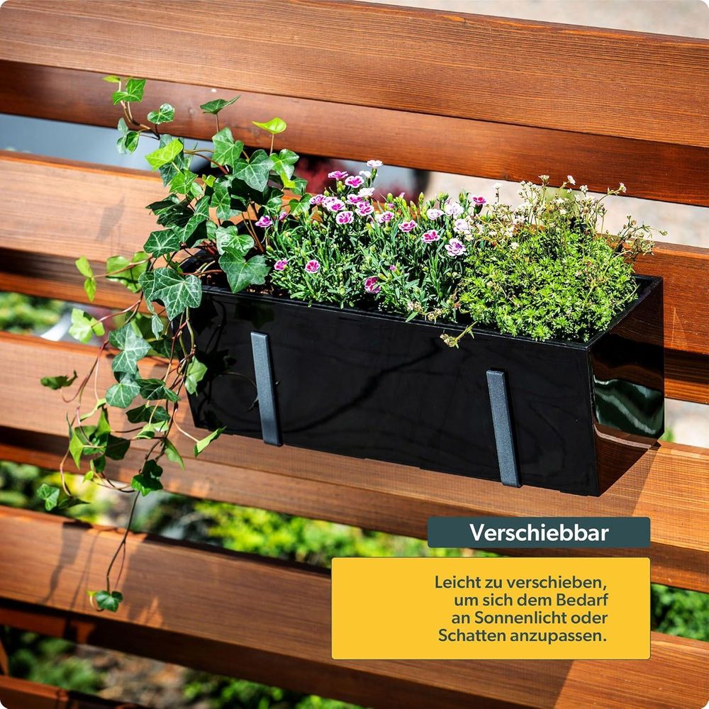 KADAX Blumentopf mit Einsatz "Fontana", 56 cm, Mit Halterungen, Glattemuster, Schwarz