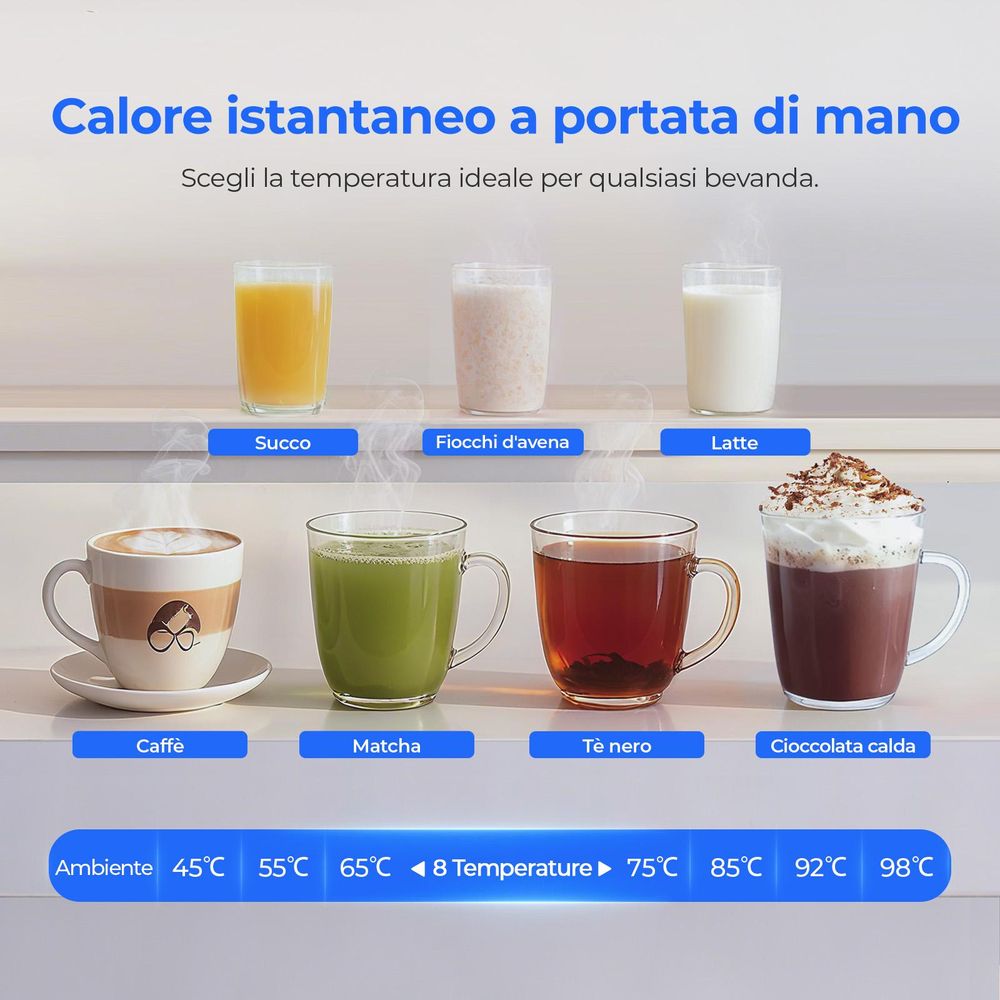 Purificatore d'acqua da tavolo Hydrofast W100, osmosi inversa, filtrazione UV, filtrazione a 6 stadi e 8 impostazioni di temperatura