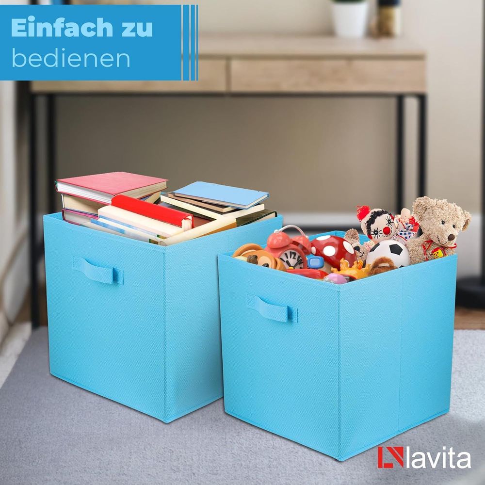 Lavita Storage Box | faltbare Aufbewahrung Boxen 31 x 31 x 31 cm | Schubladen-Organizer Box| Ordnungssysteme für Kleidung | Kleideraufbewahrung & Organisation | Türkis | 6 stück