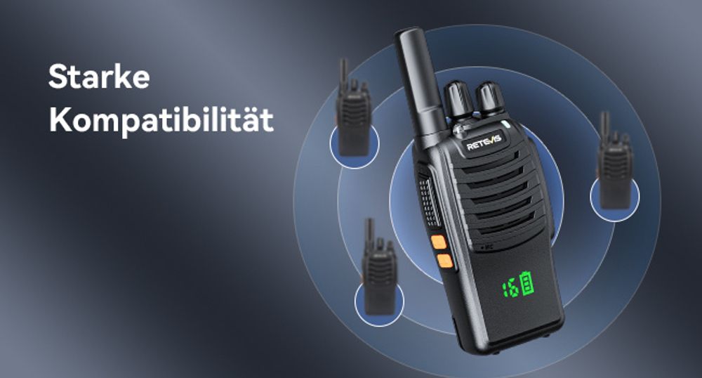 Retevis H777H Funkgeräte, Verstecktes Display mit LED, EIN-klick-Pairing, USB-C, VOX, Walkie Talkie Set für Schule, Hersteller (10 Stück, Schwarz)