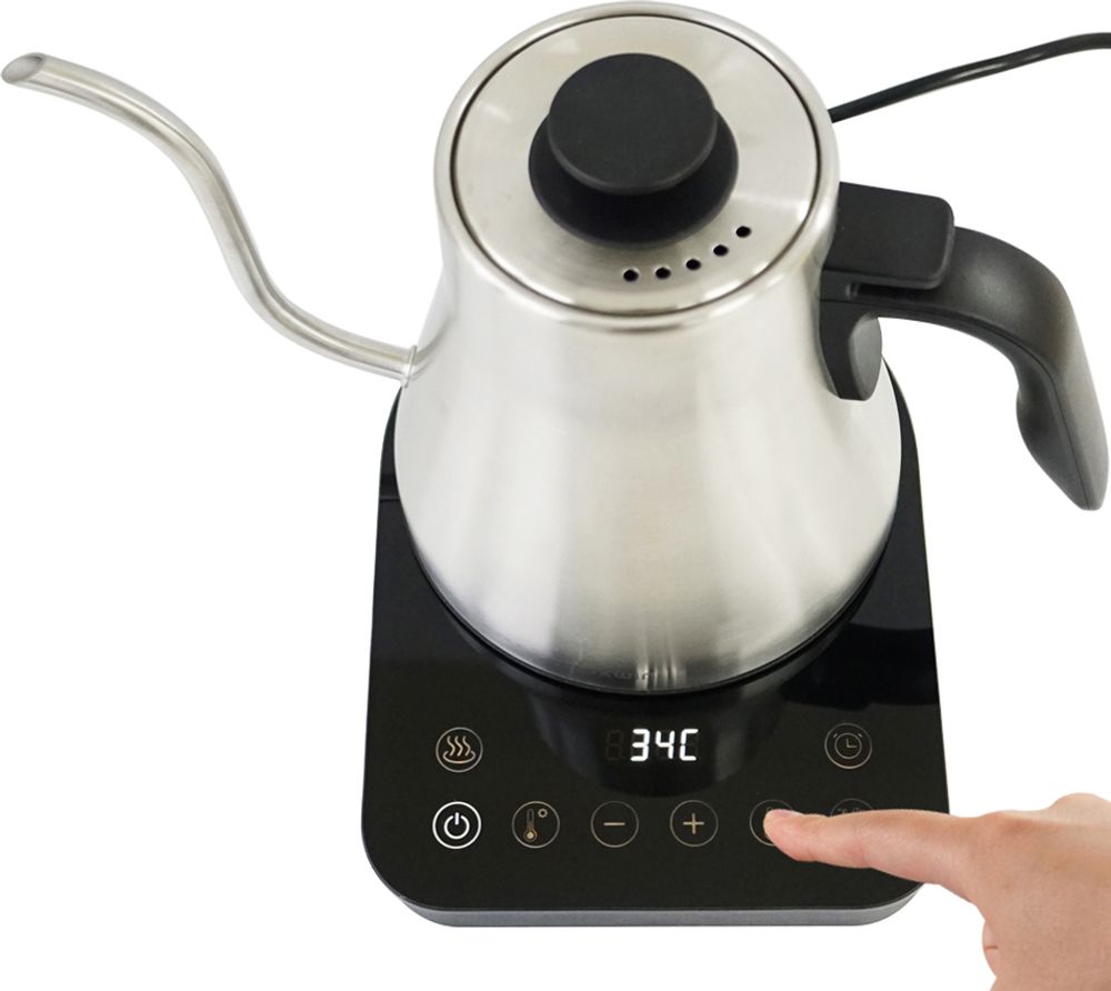 Greenmigo Elektrischer Wasserkocher Schwanenhals 1 Liter,Kaffee Teekanne Wasserkessel,Edelstahl Temperaturregelung,Schnellheizung Variable Temperatur
