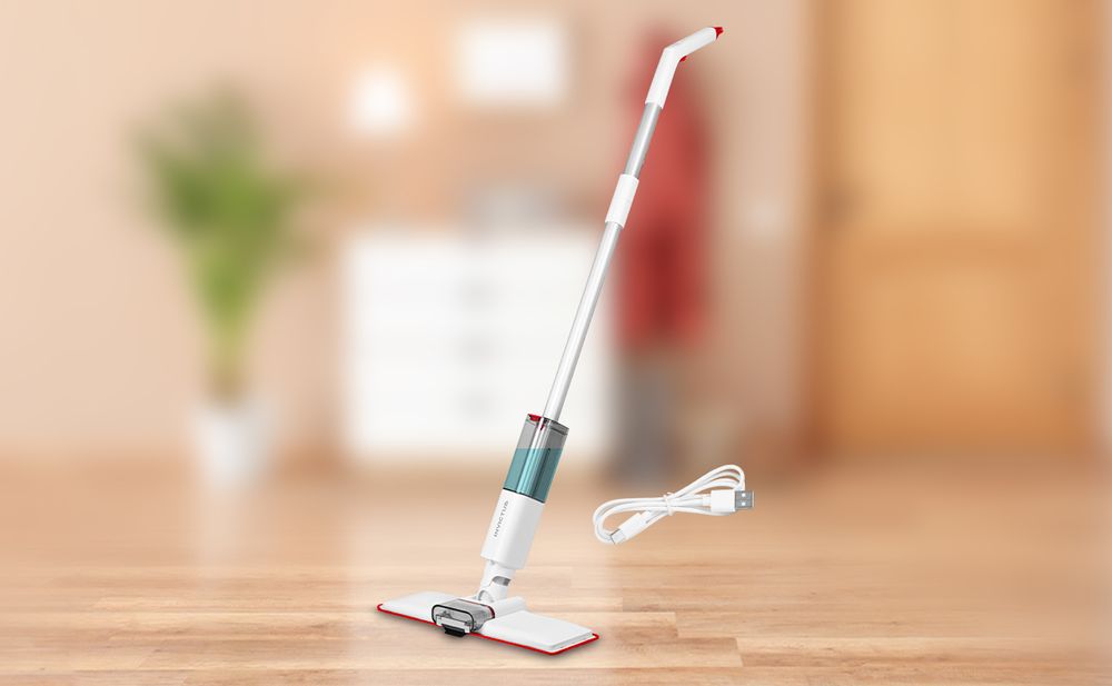Genius Wischmopp Set 3 in 1 mit Saugfunktion, Saugwischer Kabellos Beutellos, elektrischer Bodenwischer mit LED, Wischer mit Sprühfunktion