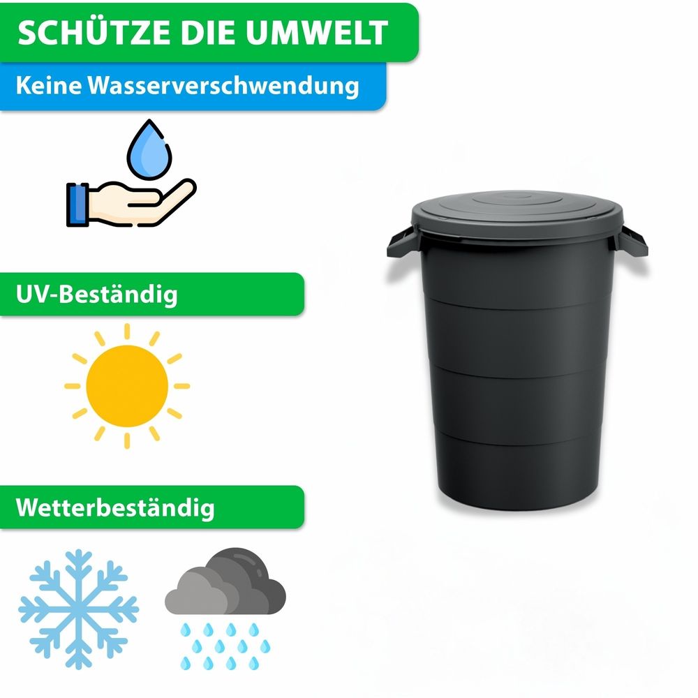 YourCasa Regentonne 80Liter [inkl. Anschlusset & Bohrer] Regenfass Wetterfest aus Kunststoff mit Wasserhahn