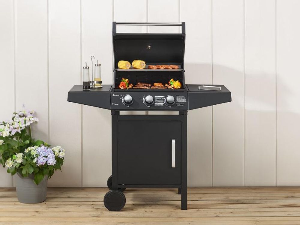 Juskys BBQ Gas-Grill Louisiana 8,1 kW - 3 Brenner Grillrost, Deckel mit Thermometer