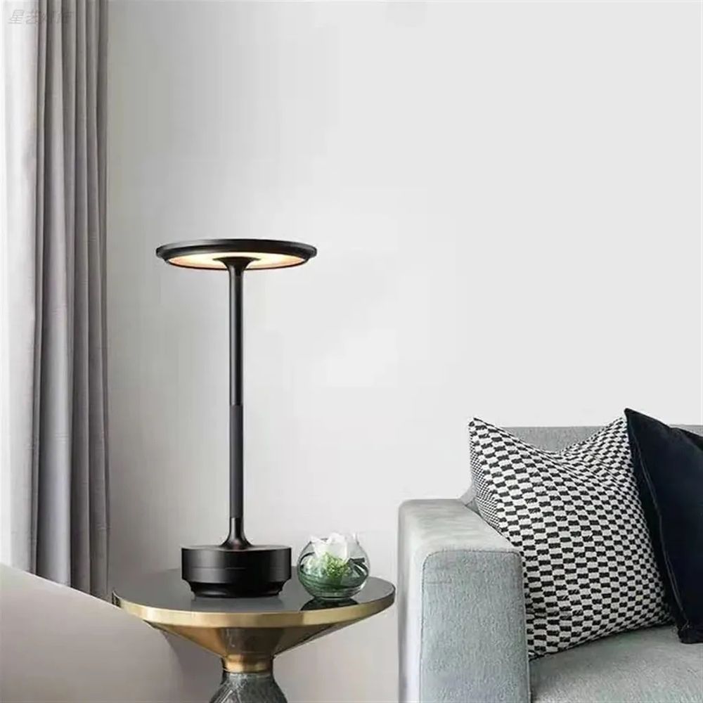 Kabellose Dimmbare LED Akku Tischleuchte Touch Tischlampe Lampe Wohnzimmer Nachttischlampen Dreifarbiges Licht Schwarz