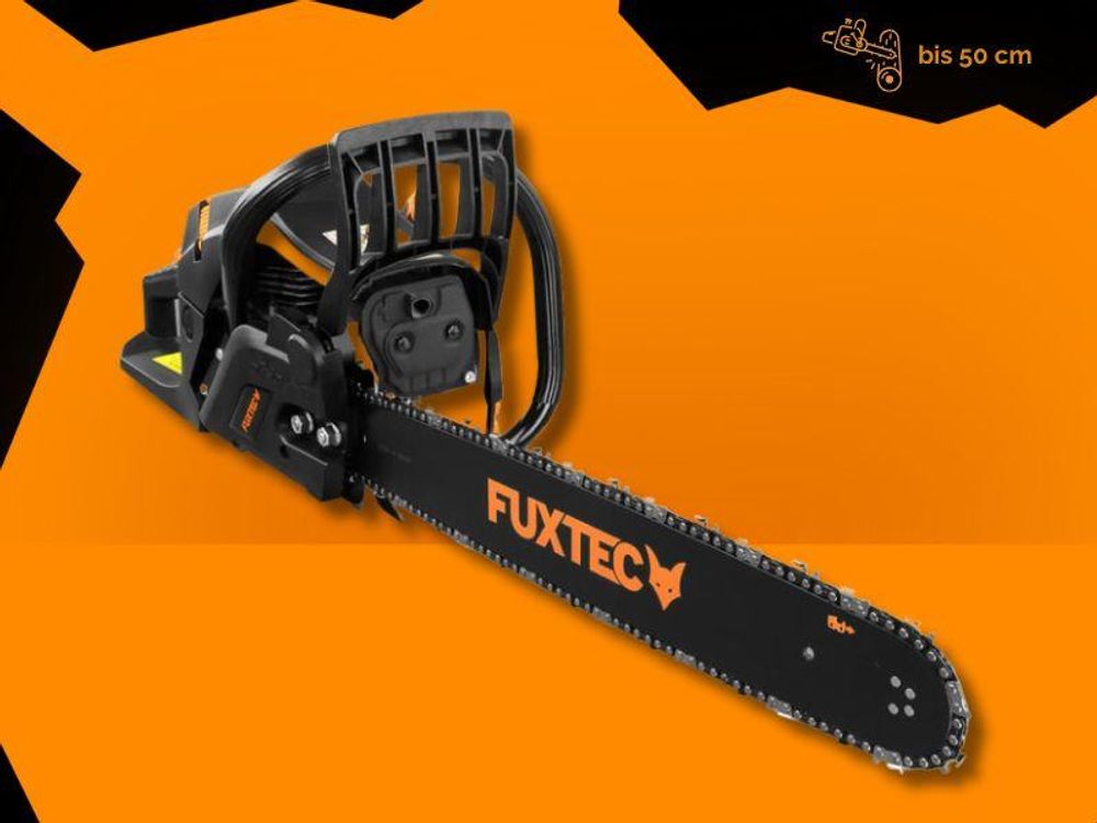 FUXTEC Benzin Kettensäge FX-KS262 - Black Edition | Schwertlänge 60cm | Schnittlänge 51cm| 5,2kg | 61,5ccm | 2-Takt | 550ml | 2,85kw