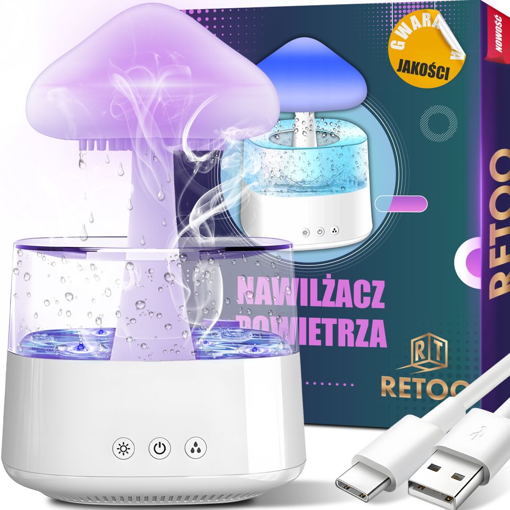 Luftbefeuchter Regenwolken Regenwolken-Nachtlicht Aromatherapie-Diffusor 7 Farbwechsler für Home Office Zimmer Retoo
