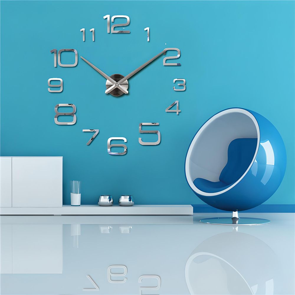 3D Wanduhren Wanduhr Groß 60cm Uhr Mute Decor Wandtattoo Modern Deko Geschenk Home Office Büro DIY Wohnwand Wohnzimmer Wand Decoration Schwarz Retoo