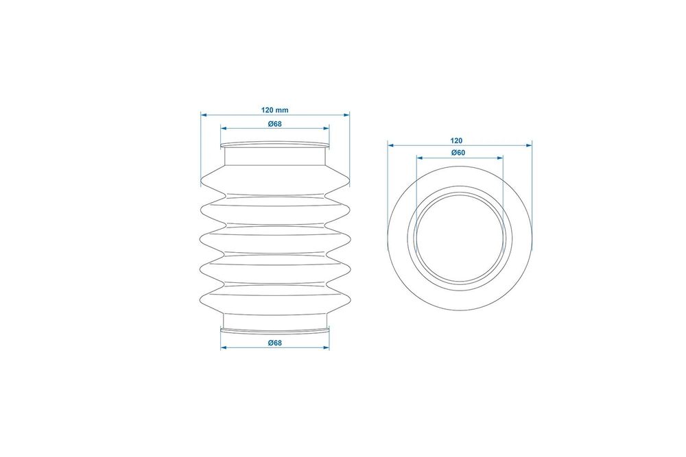 AS Faltenbalg Gummi Ø50 mm für Anhänger als Anhängerzubehör – flexibler Gummischutz, Schutzmanschette, 60/70 mm L = 165 AS
