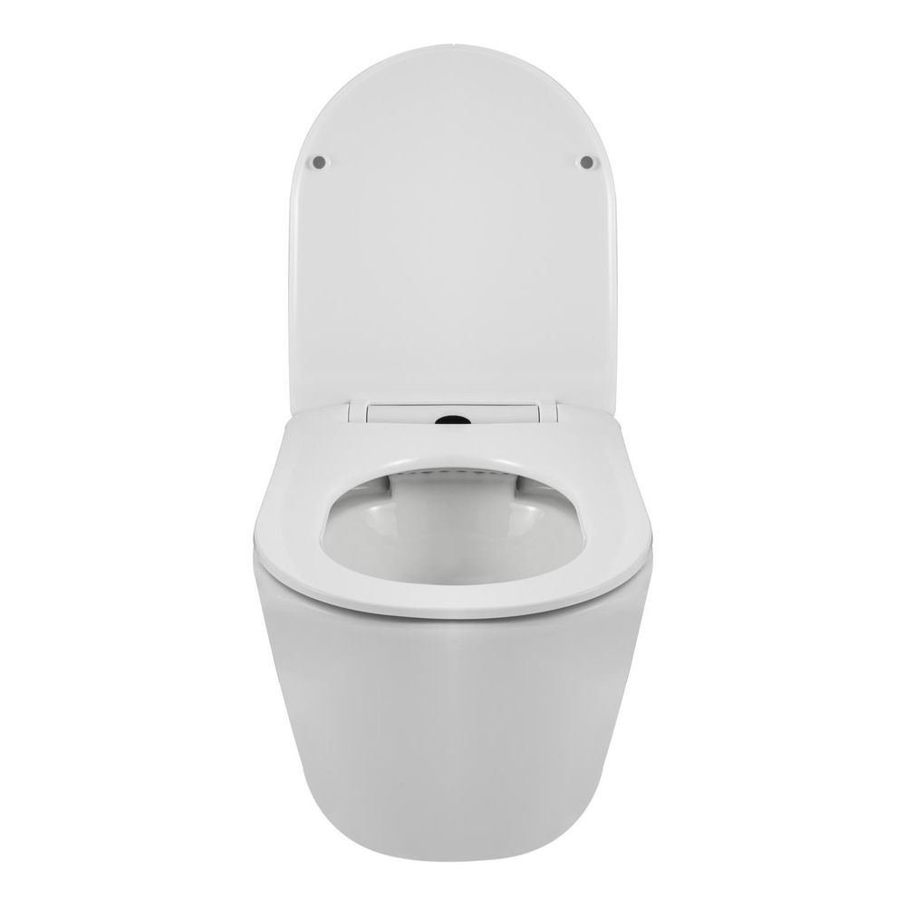 Hänge WC weiß mit Absenkautomatik – spülrandlose Toilette aus Keramik