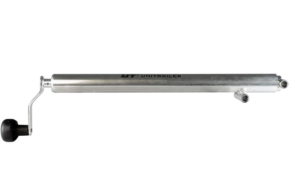 UNITRAILER Kurbelheber kippbar 1000 kg, Hub 500-865 mm, Rohr 42 mm, Kurbel oben, verzinkt, für Kippanhänger und Autotransporter
