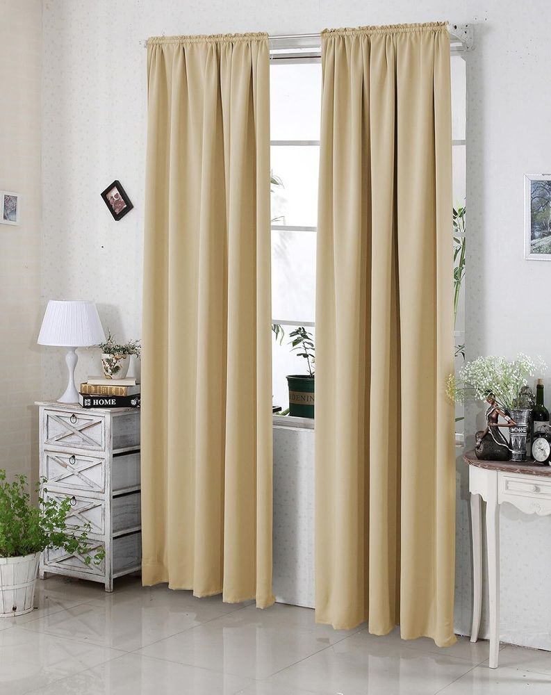 WOLTU 2er Set Gardine blickdicht 250 g/m² mit Kräuselband : Champagner 135x245 cm Farbe: Champagner Größe: 135x245 cm