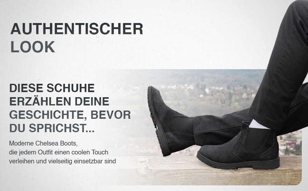 PAULGOS Herren Chelsea Boots Echtes Leder, Stiefeletten Größe 39-47 in 3 Farben