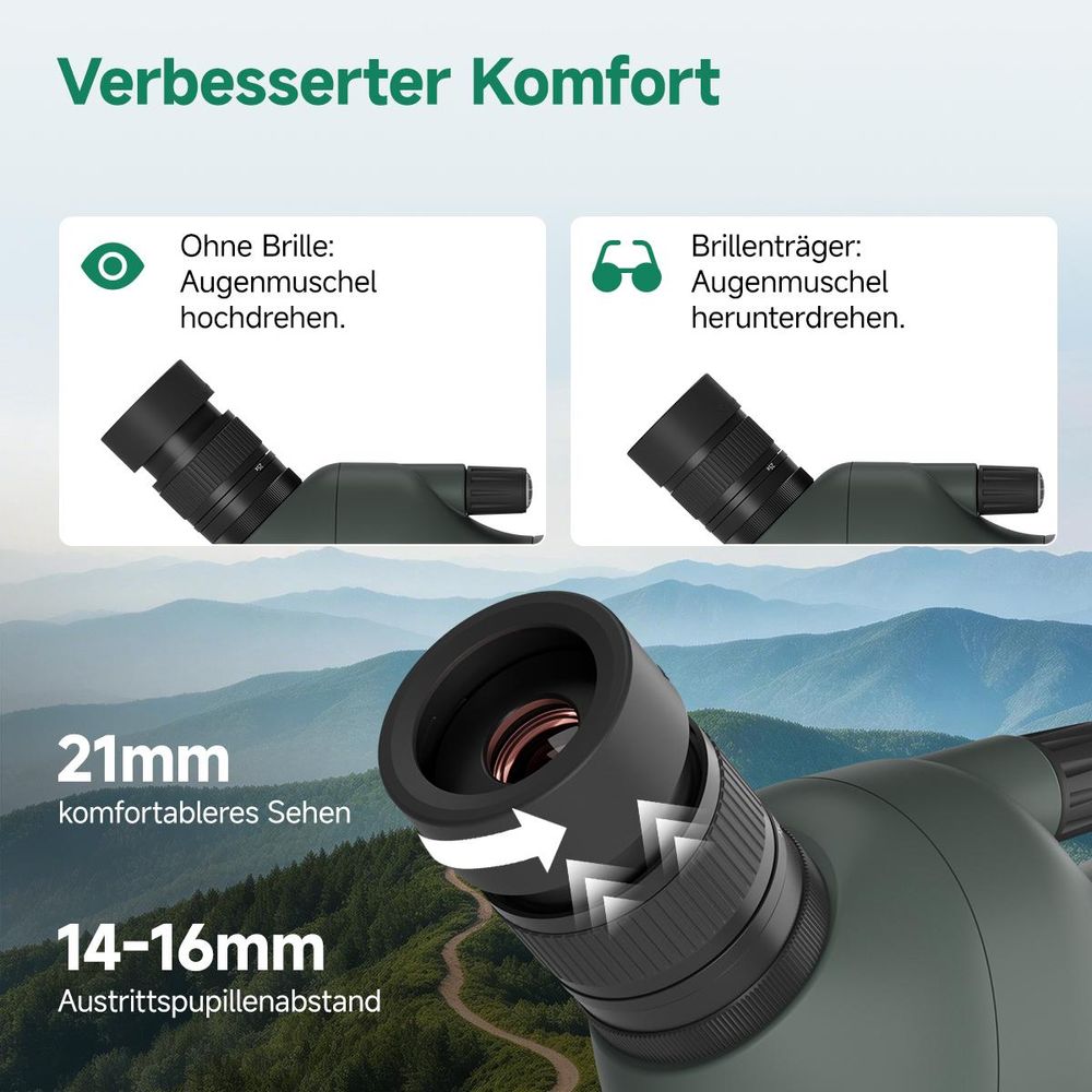 Svbony SV28A Spektiv, 100mm Großer Durchmesser, 25-75X-Monokulare Ferngläser, mit Handyhalterung Tragetasche für Tierbeobachtung, Sportschützen