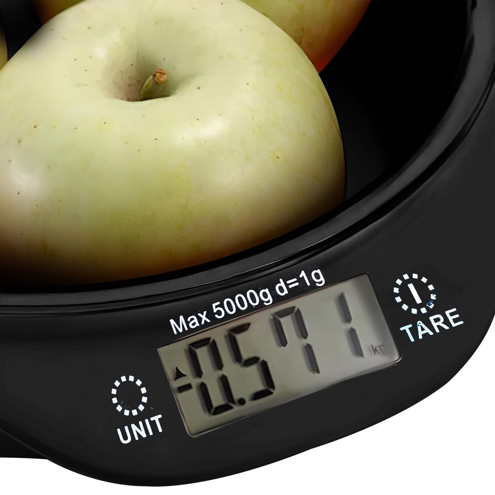 Digitale Küchenwaage mit Schüssel Digitalwaage mit LCD Display und Tara-Funktion Elektronische Waage bis 5kg Lebensmittelwaage Schwarz Retoo