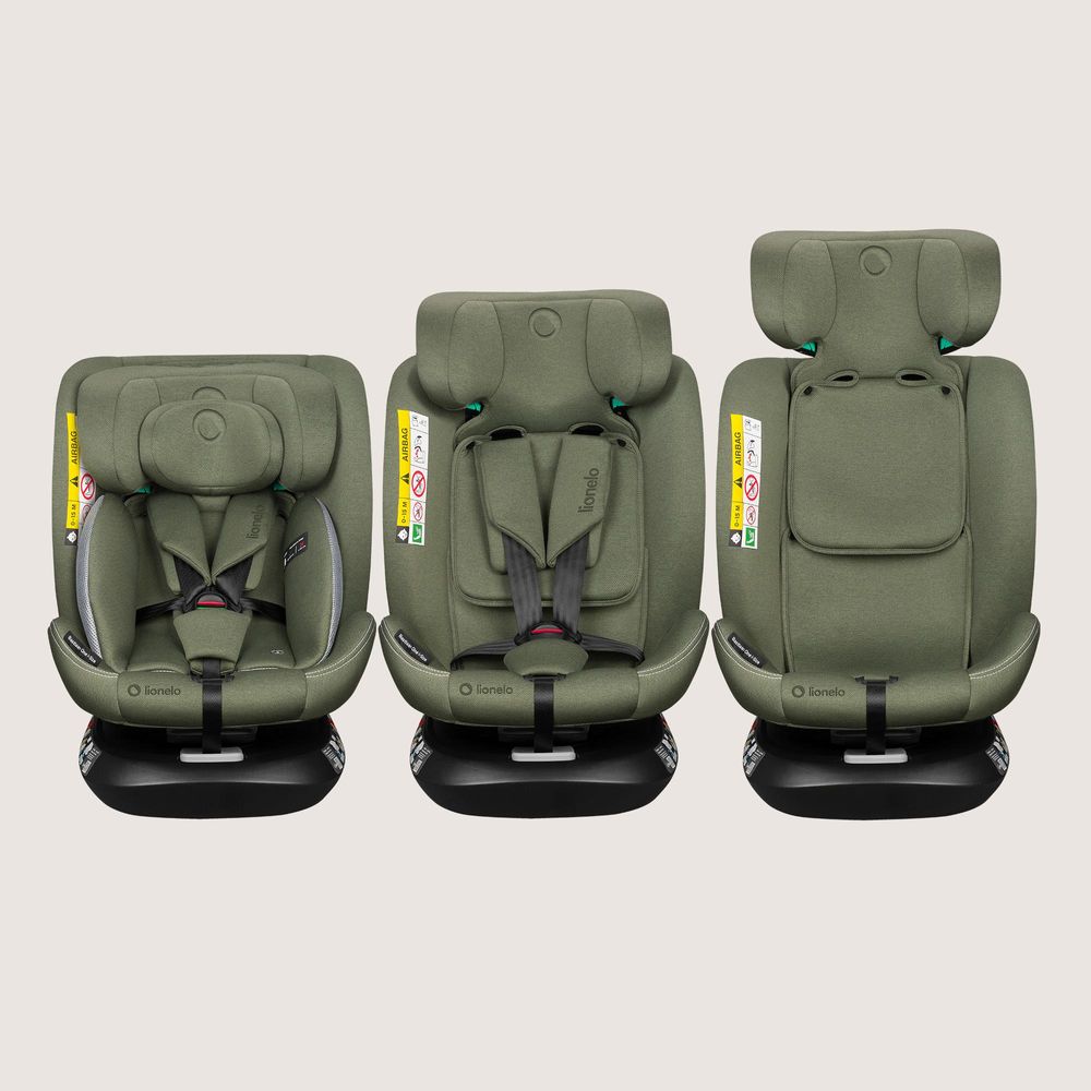 Lionelo Autokindersitz Bastiaan One i-Size, ab Geburt bis 12 Jahren, ab 0 kg bis 36 kg, Dri-Seat, 360 Grad - Grünolive