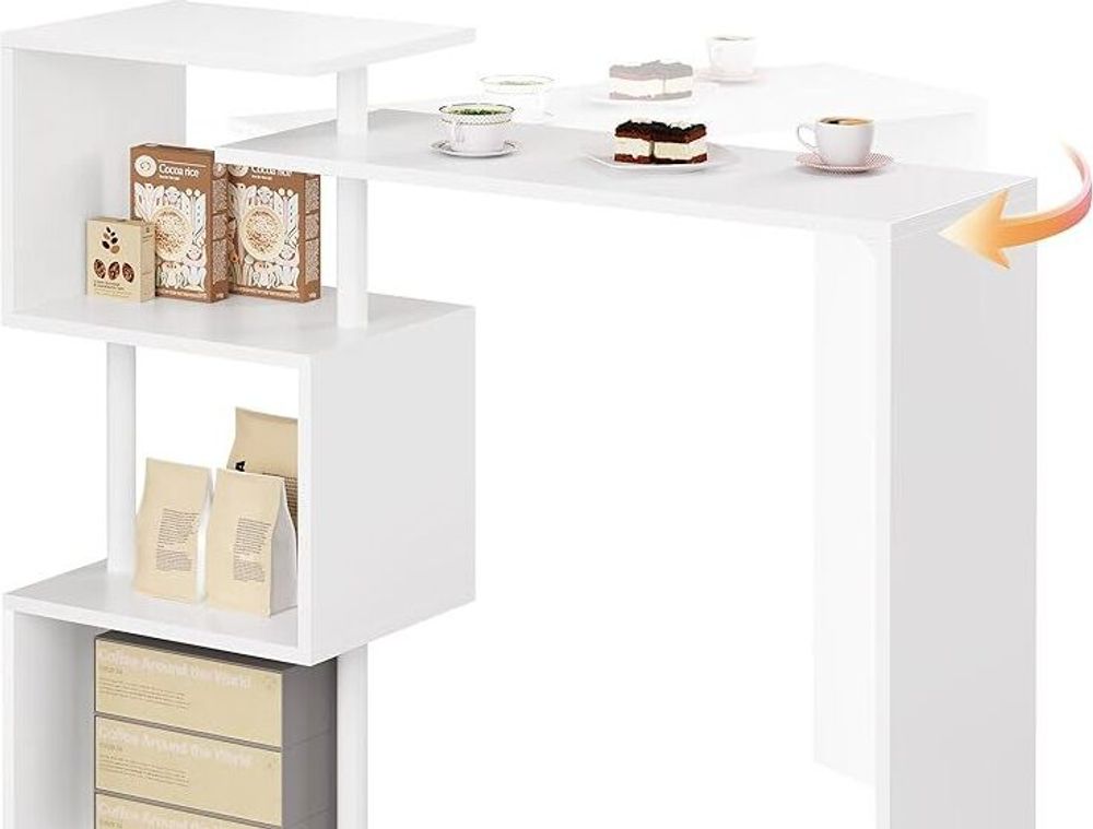 WOLTU Bartisch BT27sz Stehtisch Bistrotisch Bartheke Tresentisch, mit 3 Ablagefläche, drehbar, Metall, MDF, 134x38x112cm(BxTxH), Schwarz
