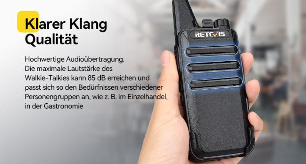 Retevis RT622 Walkie Talkie, 4er Mini Funkgeräte, PMR446 Lizenzfrei 16 CH, VOX Squelch Scan CTCSS/DCS, Funkgerät mit USB-Ladekabel, für Schule, Reisebüro, Supermarkt, Weingut