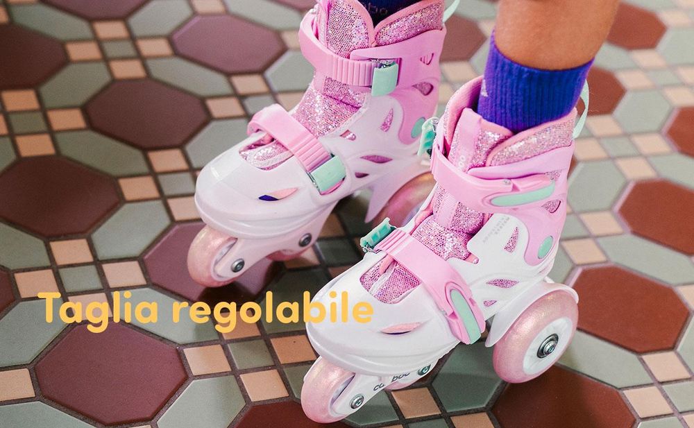 Pattini in linea per bambini Cariboo Ballerina con ruote a LED rosa - S