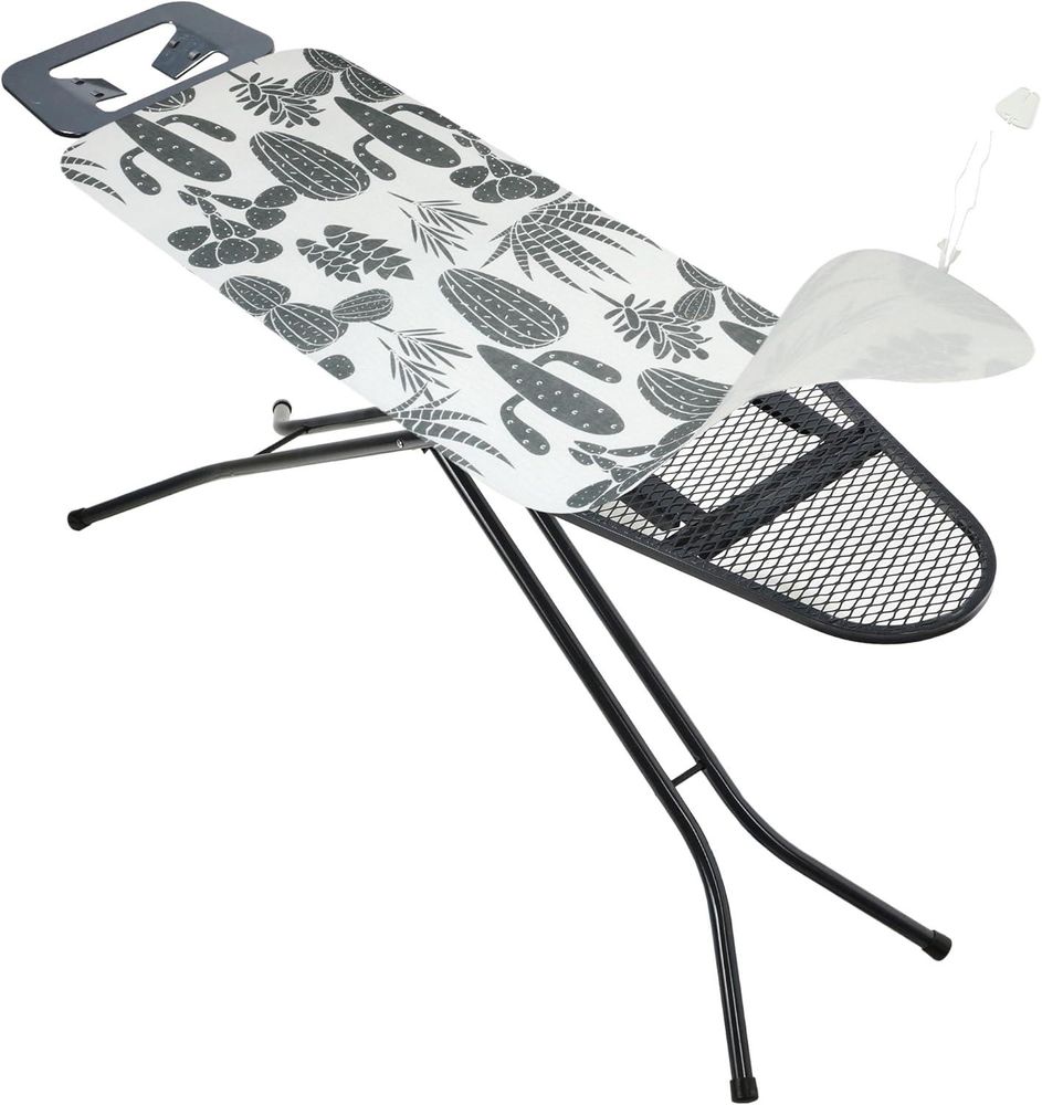 KADAX Brettbezug 132 x 48 cm zum Bügeln, dehnbare Rückseite, Kakteen