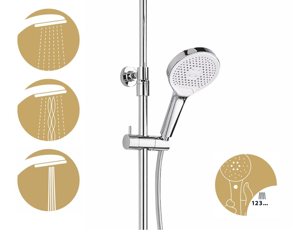 SCHÖNER WOHNEN-Kollektion Handbrause GLAIA, Chrom, wassersparender Duschkopf rund, Duschbrause mit 3 Strahlarten