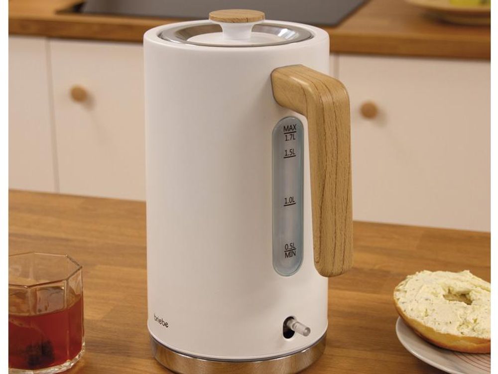 Briebe SKT1167WHT Nordic Set Toaster 2 Scheiben Breite Schlitze + Wasserkocher 1,7L Elektrischer Weiß
