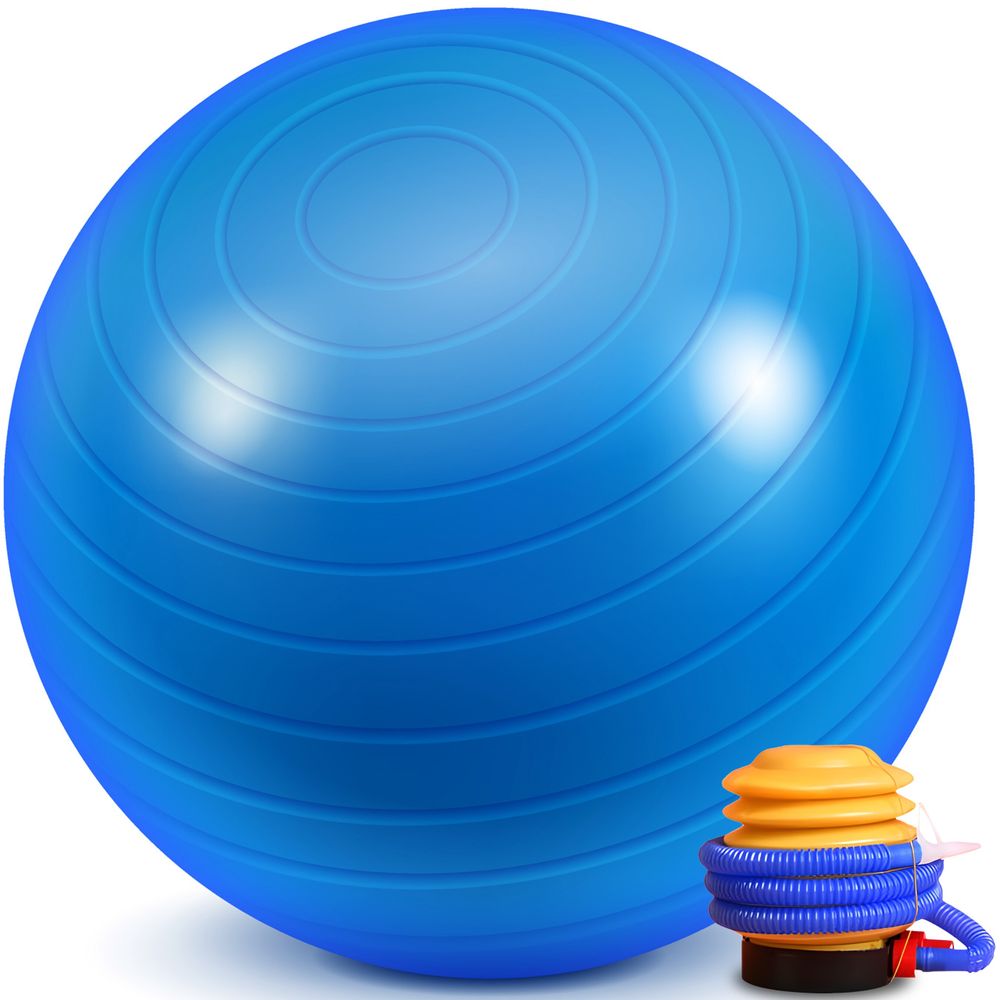 Gymnastikball 65cm mit Pumpe Pilates Ball Pilatesball Yogaball Yoga Fitnessball Sitzball Sportball Balance Belastbar Bürostuhl Bis 300kg Blau Retoo