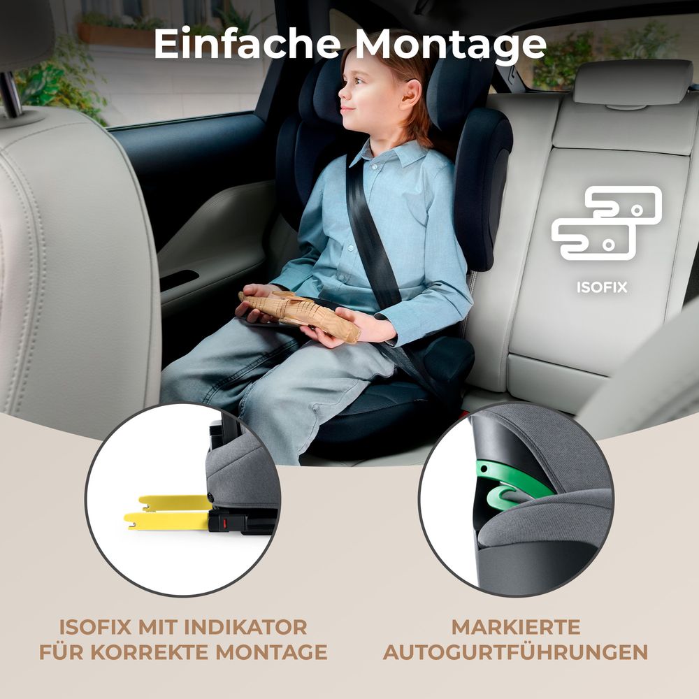 Kinderkraft XPAND 2 i-Size Kindersitz (100-150 cm) - ISOFIX - DUO EXPAND SYSTEM - SPS & H-GUARD SYSTEM - ab 3,5 bis 12 Jahre - Grau