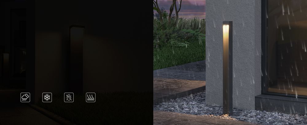 doporro Wegeleuchte Außen IP65 Gartenleuchte Mit Strom Und 5W LED 3000K 40 cm Outdoor Stehlampe Für Terrasse Gartenweg Einfahrt Sandgrau BaldersLights