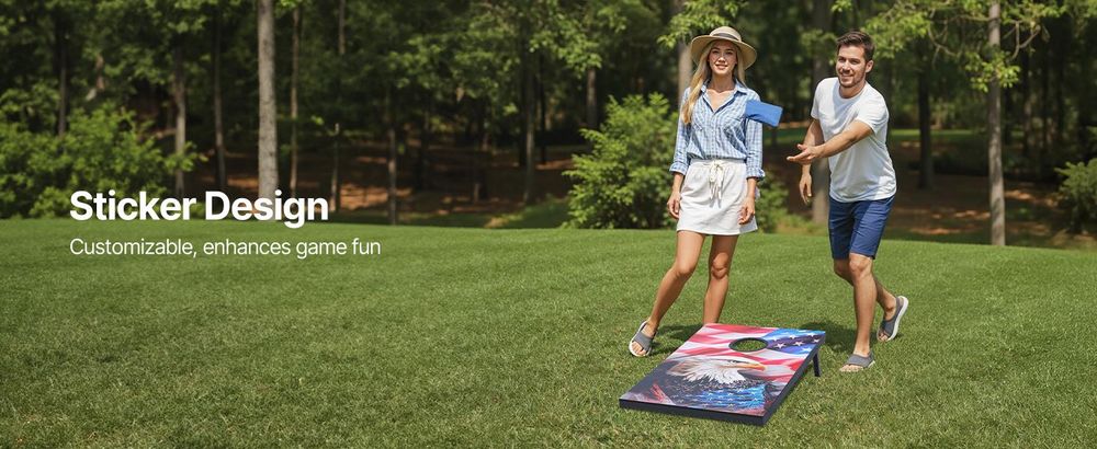 VEVOR Cornhole Spiel Set (920 x 600 x 241 mm) Cornhole-Spielbretter, tragbares Wurfbrett aus MDF-Holz, Cornhole-Spiel für Erwachsene, inkl. 8 Sitzsäcken & Tragetasche, für Garten Hinterhof Strand