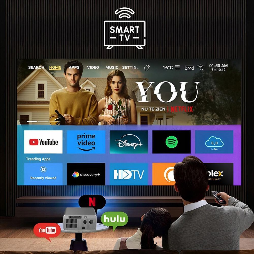 Beamer - Projektor Android Google TV FULL HD 4K - 39000 lm - WiFi 6 - lBluetooth 5.2 - Netflix