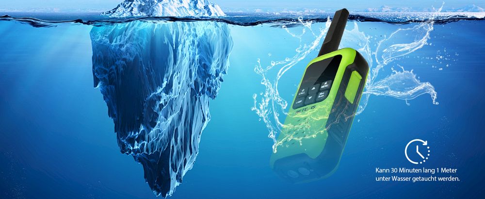 Retevis RT649P Walkie Talkie, Schweben Wasserdichter IP67 Funkgerät, PMR 446 Lizenzfrei, 16 Kanäle,SOS-Alarm,LED-Fackel, Walkie Talkie mit Akku für Erwachsene Skifahren Surfen (2er)