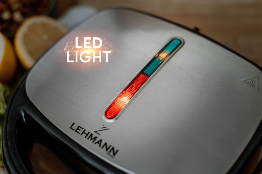 Lehmann Sandwichmaker 5 in 1 mit verschiedene Formen, 1200 Watt, Waffeleisen, Kontaktgrill, Panini, Sandwich, süße Küchlein, Inklusive 5 Plattensets