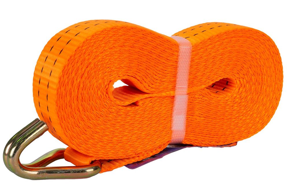 UNITRAILER upínací popruh s ráčnou, 10 m, 35 mm, nosnost 2 t, oranžový, pro zajištění nákladu na přívěsech a nákladních vozech, dvoudílný
