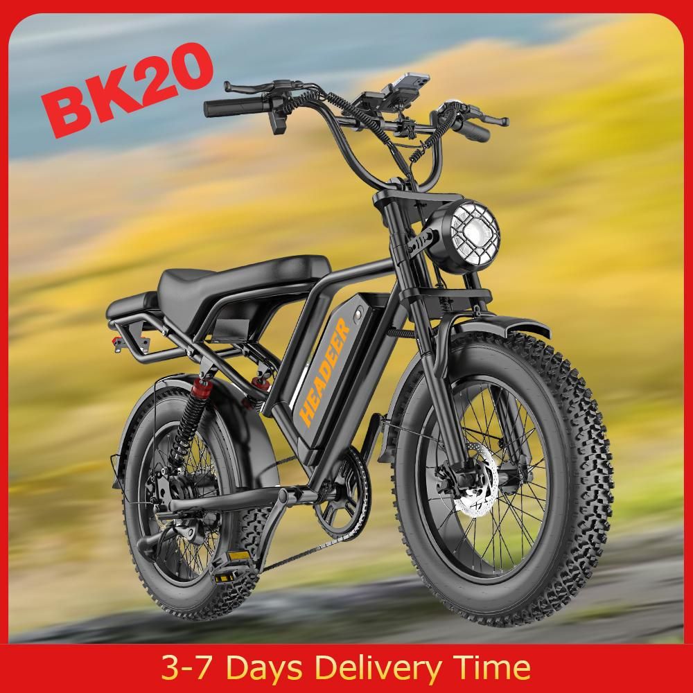 BK20 Fatbike, elektrische fiets, 48V 20Ah accu, 20-inch brede banden, dubbele schijfremmen voor en achter, LED-display, geschikt voor elk terrein